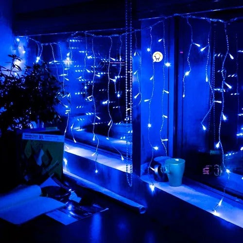 Cortina Intercalada 9 mts-300 Luces Azul