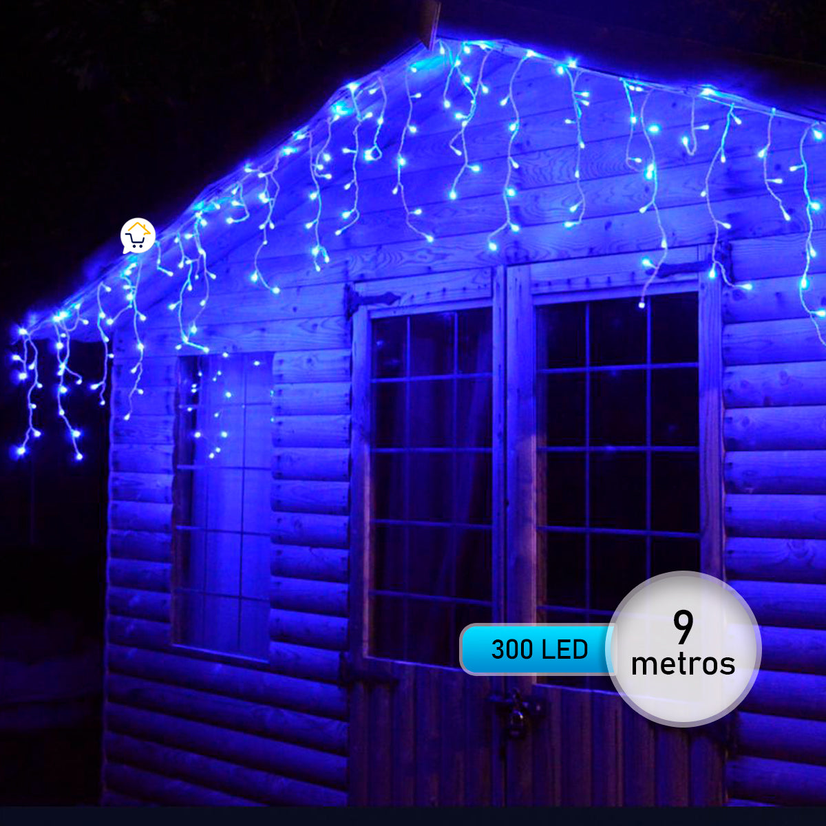 Cortina Intercalada 9 mts-300 Luces Azul
