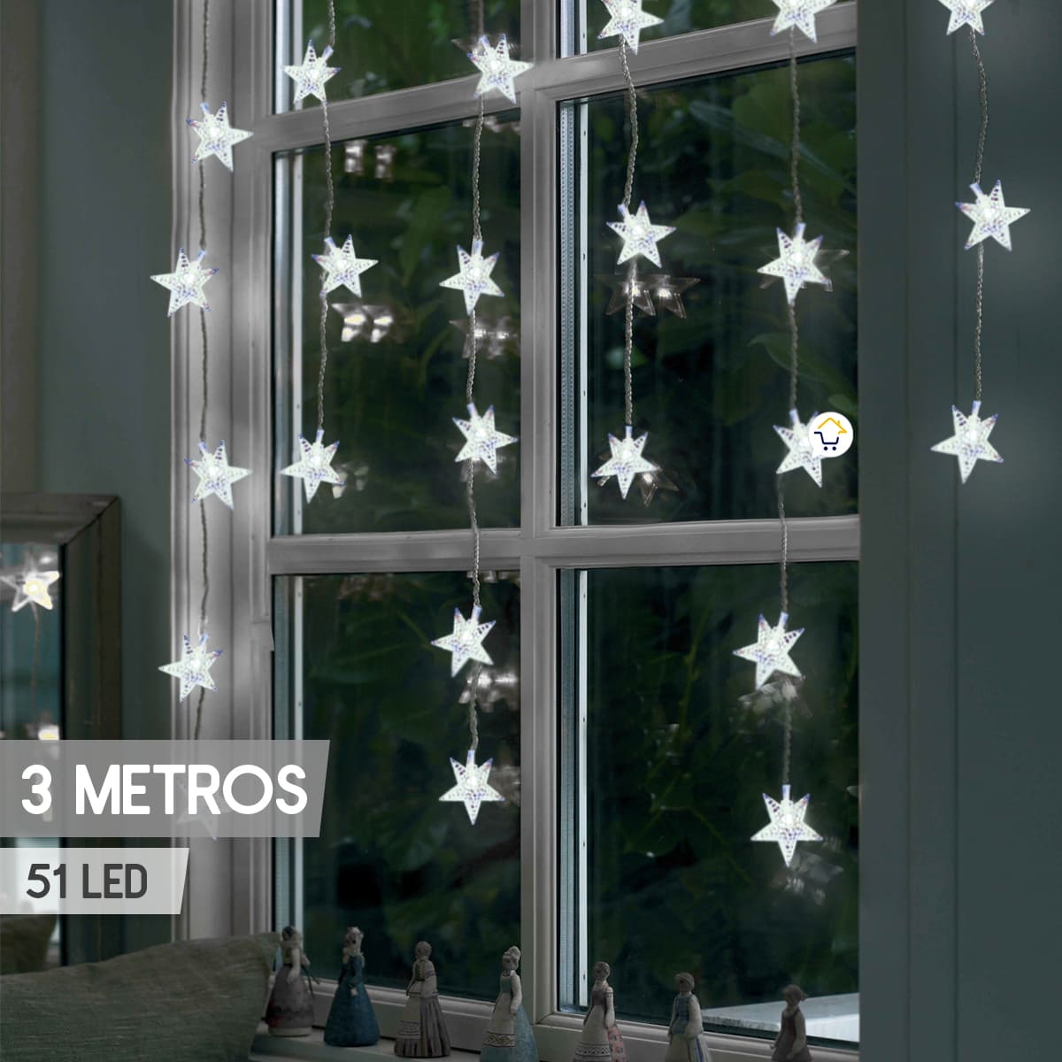 Cortina Led Estrellas Blancas-3 Mts