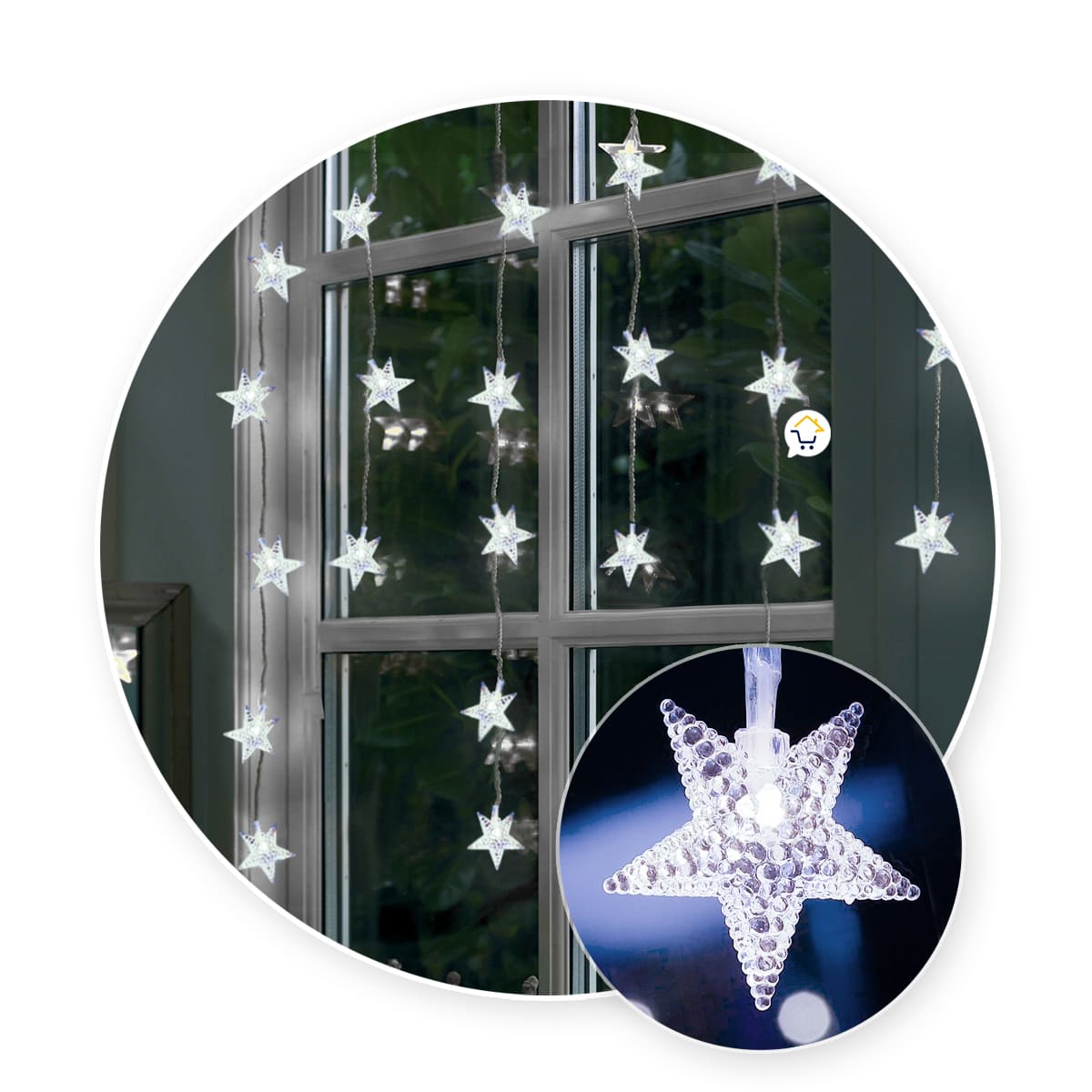 Cortina Led Estrellas Blancas-3 Mts